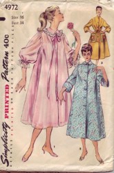 4972 1954 LINGERIE DUSTER,NEGLIGEE, HOUSECOAT PATTERN 18, 14,12